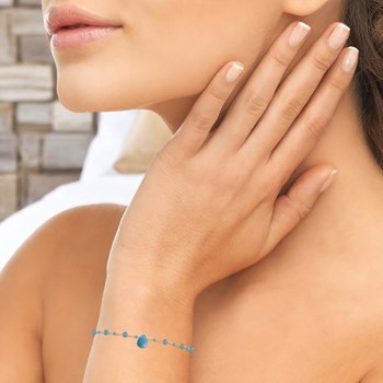 Bracelet goutte d'eau apatite pierre naturelle suite de perles Plaqué OR 750 3 microns