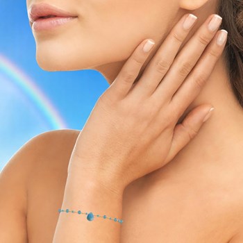 Bracelet goutte d'eau apatite pierre naturelle suite de perles Plaqué OR 750 3 microns