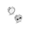 Boucle d'oreille ronde 10 mm magnétique aimant acier gravure personnalisable - vue V2