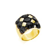 Bague Hera Argent Doré Pierre Onyx Noir