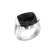 Bague Maia Argent Rhodié Pierre Quartz Noir