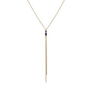 Collier Cravate Argent Doré Doubles Chaînes Pierre Lapis