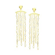 Boucles D'oreilles Fil Argent Doré Multi-chaines Pierres Naturelles Pierre De Lune