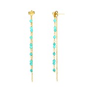 Boucles D'oreilles Pendantes Argent Doré Pierres Amazonite