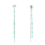 Boucles D'oreilles Pendantes Argent Rhodié Pierres Amazonite