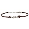 Bracelet Homme Argent Torsadé Cordon Cuir Marron - vue V1