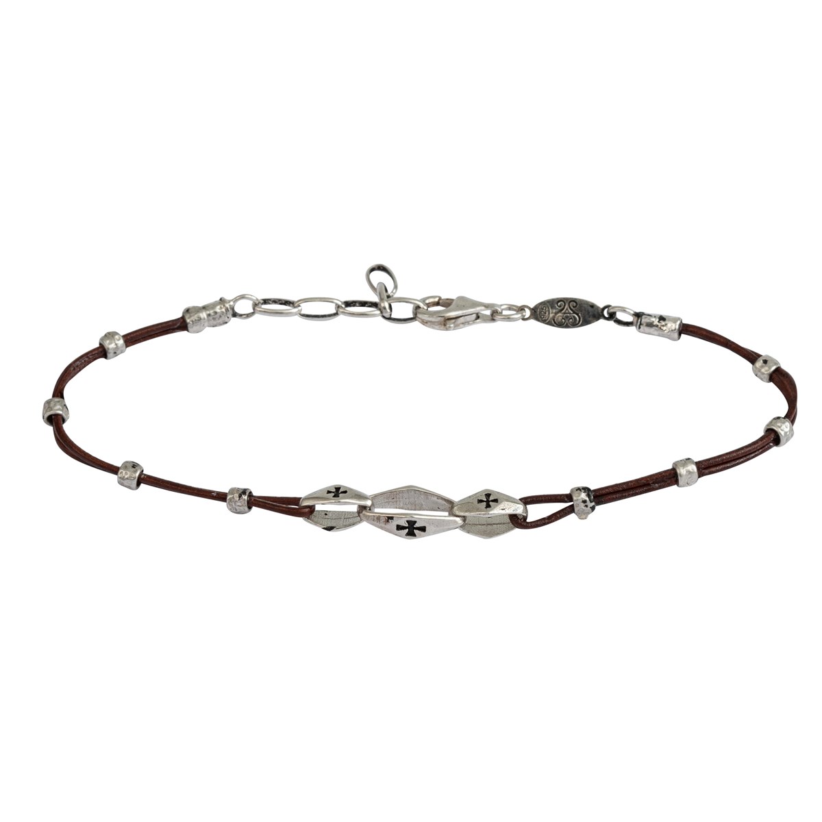 Bracelet Homme Royale En Argent Cordon Marron