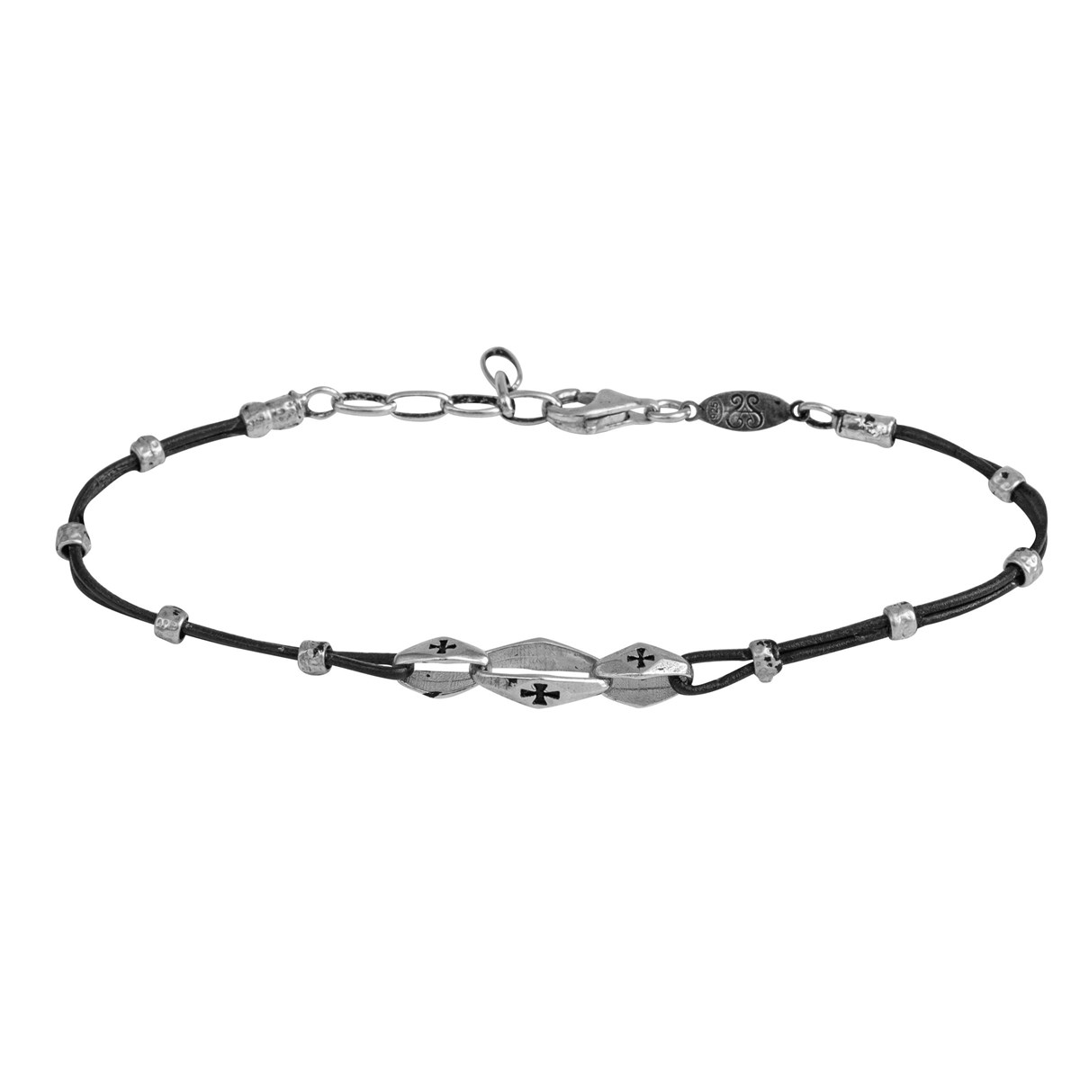 Bracelet Homme Royale En Argent Cordon Noir