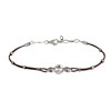 Bracelet Homme Argent Petit Grain De Café Cordon Cuir Marron - vue V1