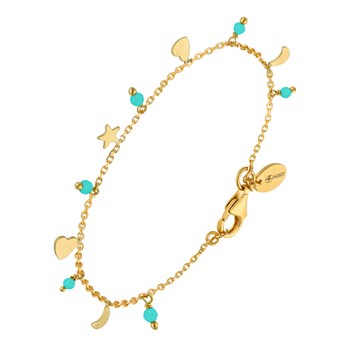 Silver Bracelet Heart Moon Tassels And Amazonite Stone