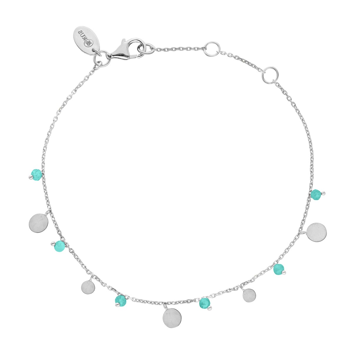 Bracelet Argent Rhodié Pampilles Et Pierres Amazonite