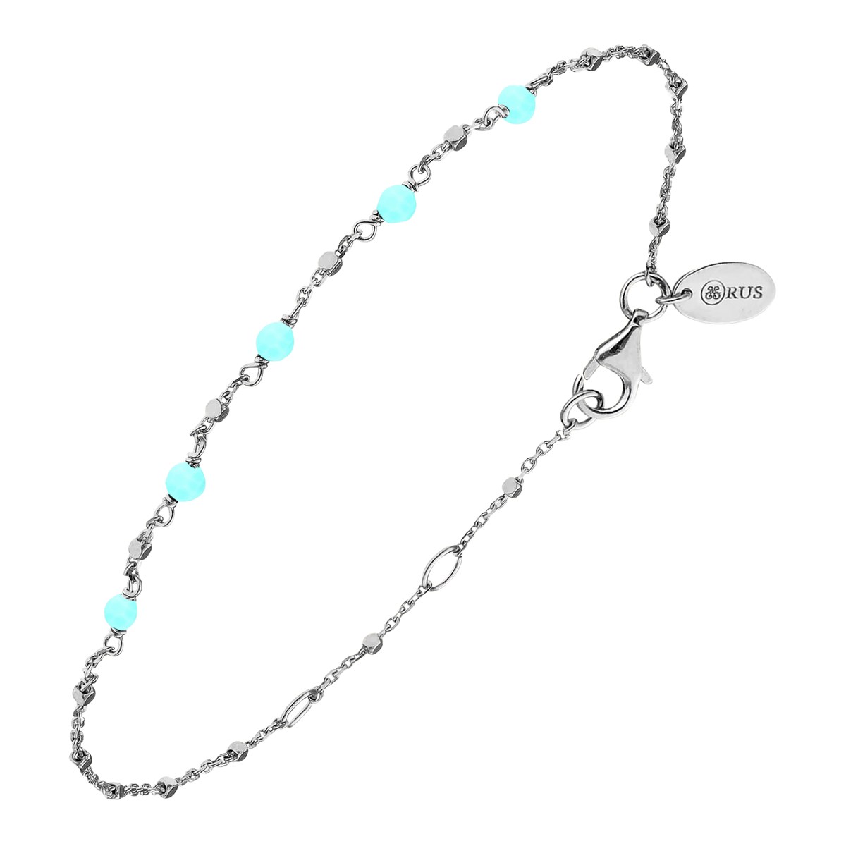 Bracelet Argent Rhodié Pierres Naturelles Amazonite