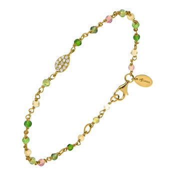 Silver Bracelet Gold Drop Set White Multi-tourmaline Stones