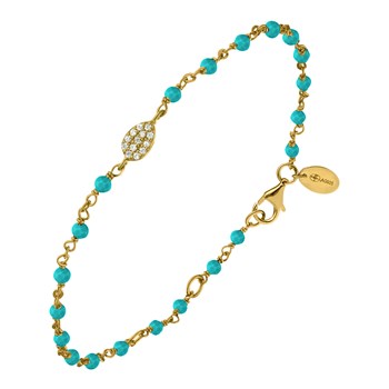 Silver Bracelet Gold Drop White Set Turquoise Stones