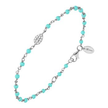Rhodium Silver Drop Bracelet Set with White Amazonite Stones