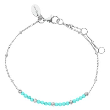 Rhodium Silver Bracelet with Gold Tassels and Amazonite Natural Stones