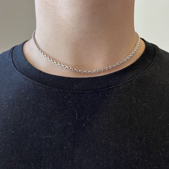 Chaine Maille Forçat Facettée Ras De Coup Argent - Taille 42 cm