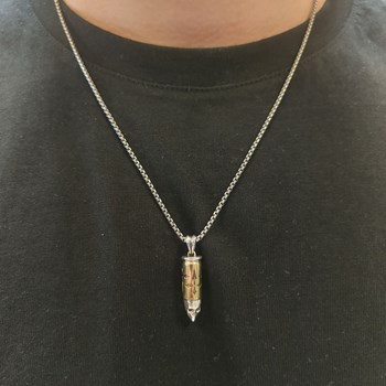 Collier Homme Argent Bronze Balle Tête De Mort