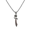 Collier Argent Pendentif Sabre Serti Pierre Grenat - vue V1