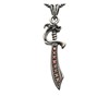 Collier Argent Pendentif Sabre Serti Pierre Grenat - vue V2