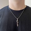 Collier Argent Pendentif Sabre Serti Pierre Grenat - vue V3