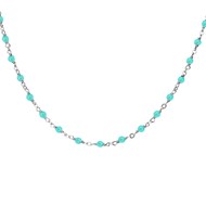 Collier Argent Rhodié Et Pierres Naturelles Amazonite