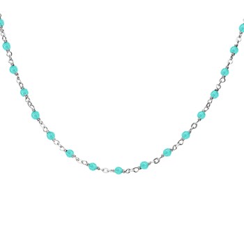 Rhodium Zilver en Amazoniet Natuursteen Ketting