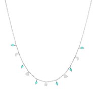 Collier Argent Pampilles De Forme Lune Coeur Et Pierre Amazonite