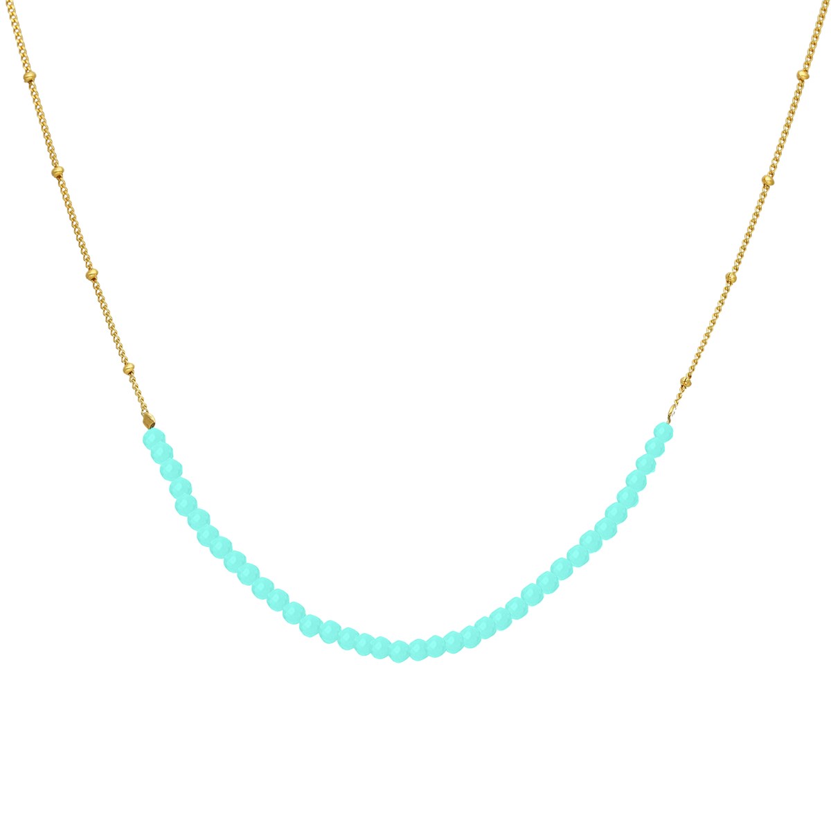 Collier Chaîne Argent Doré Avec Perles Amazonite