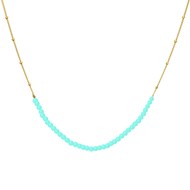 Collier Chaîne Argent Doré Avec Perles Amazonite