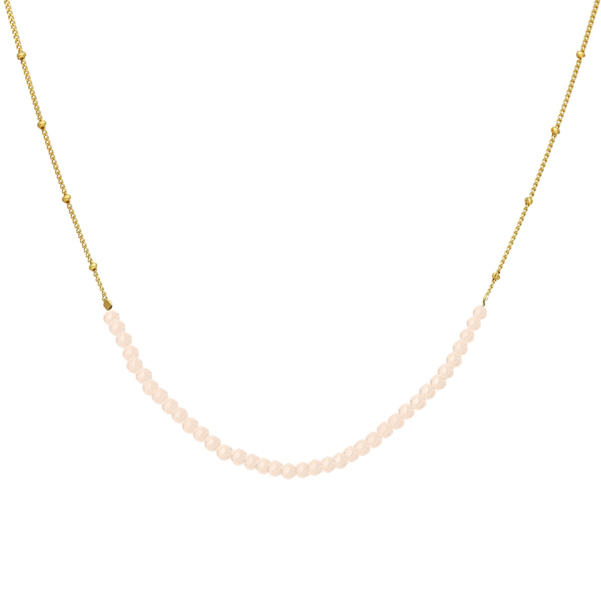 Collier Chaîne Argent Doré Avec Perles Opale Rose