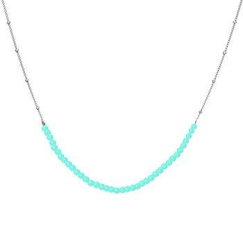 Rhodium Silver Chain Necklace With Amazonite Beads