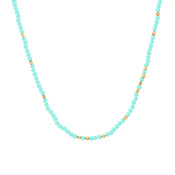 Zilver Ketting Goud Natuurlijke Parels Amazoniet En Goud