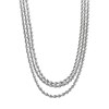 Collier Argent Rhodié Triple Mailles Torsadées Diamantées - vue V1