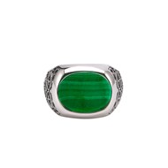 Bague Chevalière Homme Argent Noblesse Malachite Verte