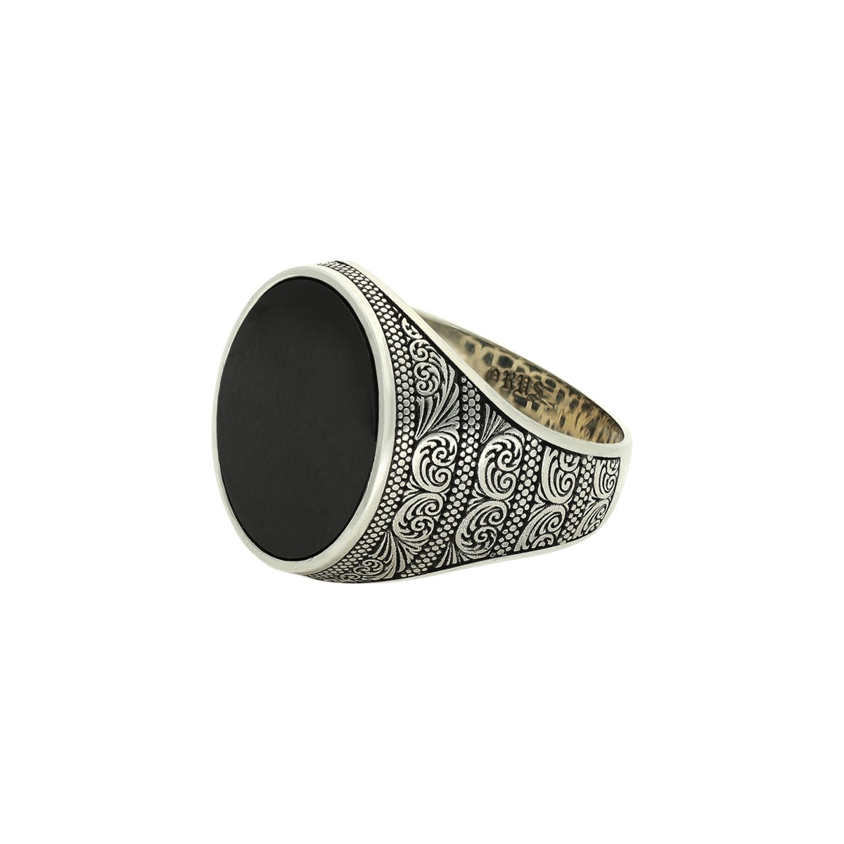 Bague Chevalière Homme Poétique Onyx Argent - vue 3