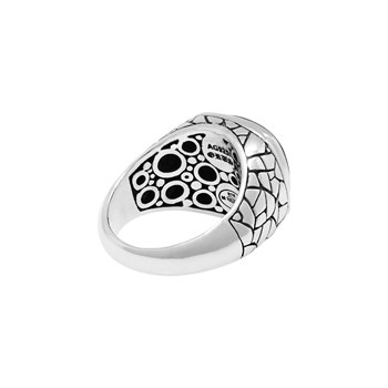 Bague En Argent Homme écaille Pierre Noire Onyx