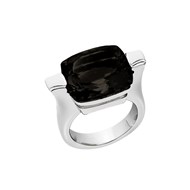 Bague Athéna En Argent Rhodié Pierre Noir