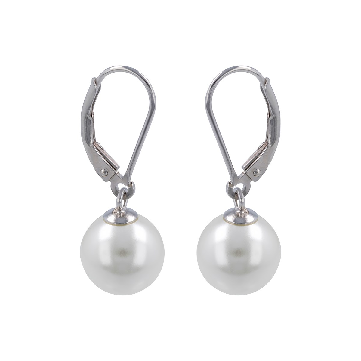 Boucles d'oreilles argent rhodié avec perle 10MM 2grs