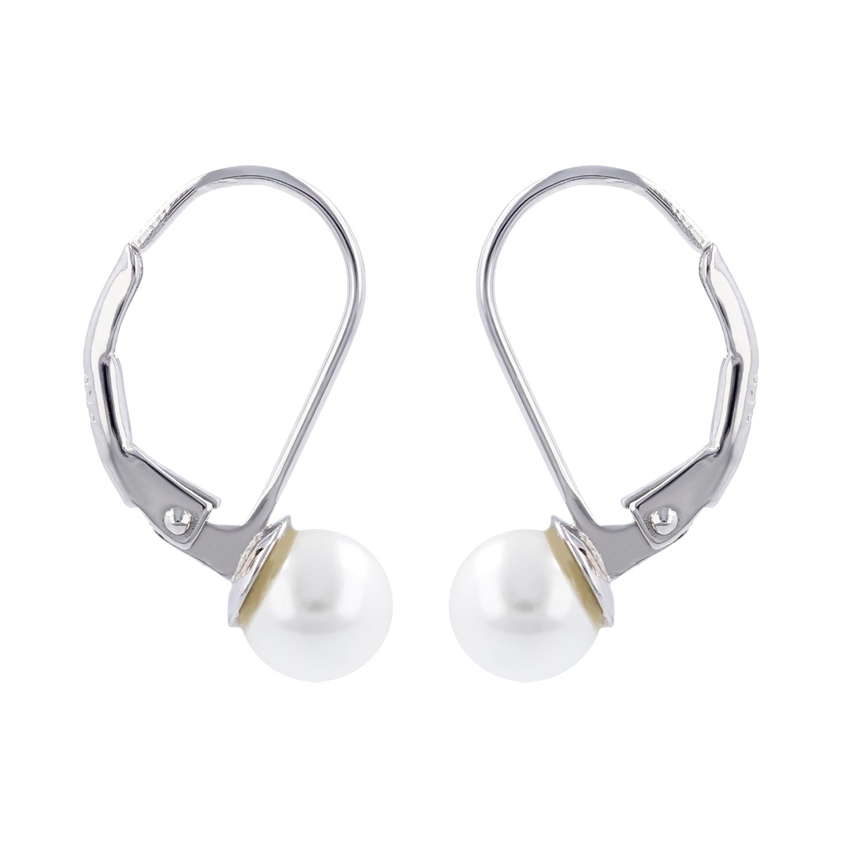 Boucles d'oreilles argent rhodié dormeuses avec perle blanche d'imitation 6MM 0.50grs