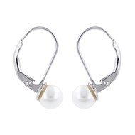 Boucles d'oreilles argent rhodié dormeuses avec perle blanche d'imitation 6MM 0.50grs