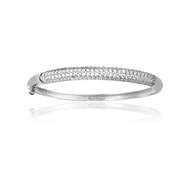 Bracelet jonc argent rhodié 60MM avec cz ouverture sur le côté 17.50grs