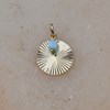 Pendentif Plaqué Or Pastille Striée et Petit Cube de Larimar - vue V3