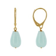 Boucles d'Oreilles Dormeuse Plaqué Or Goutte d'Amazonite