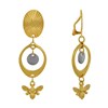 Boucles d'Oreilles Clip Laiton Doré Cercle Pastille Coloré et Abeille - vue V1