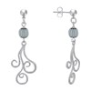 Boucles d'Oreilles Clous Métal Argenté Perles Striées et Arabesques - vue V1