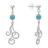 Boucles d'Oreilles Clous Métal Argenté Perles Striées et Arabesques - vue V1