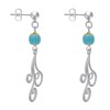 Boucles d'Oreilles Clous Métal Argenté Perles Striées et Arabesques - vue V3