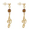 Boucles d'Oreilles Clous Métal Doré Perles Striées et Arabesques - vue V3