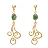 Boucles d'Oreilles Clous Métal Doré Perles Striées et Arabesques - vue V2